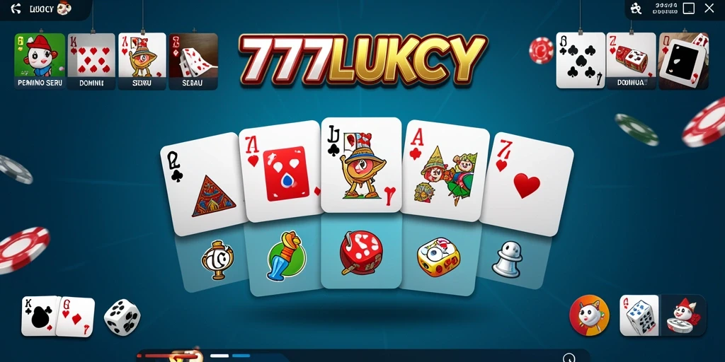 Tampilan gameplay seru dalam 777LUKCY dengan kartu domino.