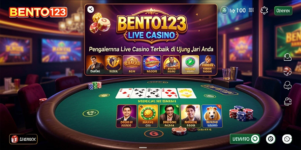 Screenshot gameplay BENTO123 menampilkan dealer yang sedang melayani pemain secara langsung.