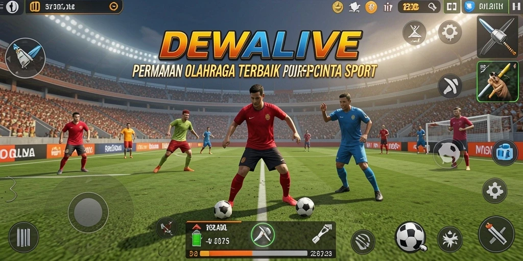 Screenshot utama DEWALIVE menampilkan aksi seru dalam permainan olahraga.