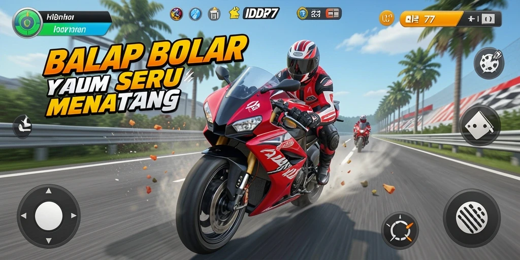 Tampilan gameplay seru dari balapan motor yang mendebarkan.