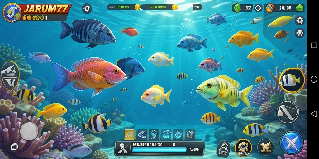 Tampilan gameplay menembak ikan yang seru di JARUM77.