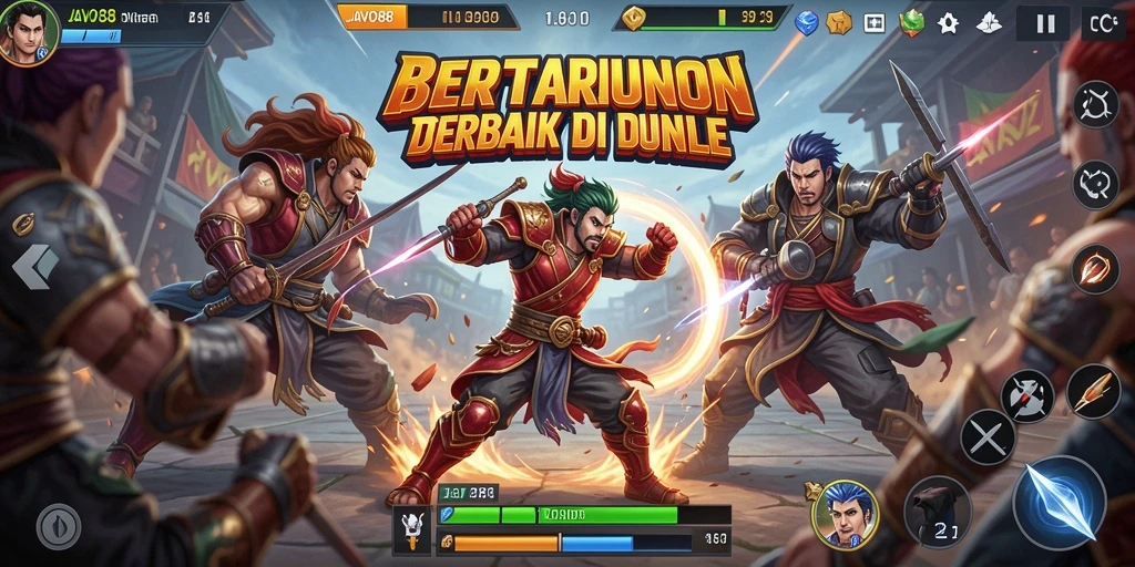 Screenshot menampilkan aksi seru dalam gameplay Battle Royale JAVO88.