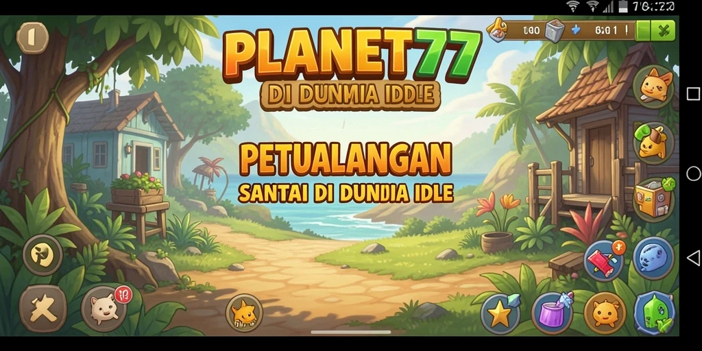 Tampilan gameplay PLANET77 yang santai dan menarik di alam semesta