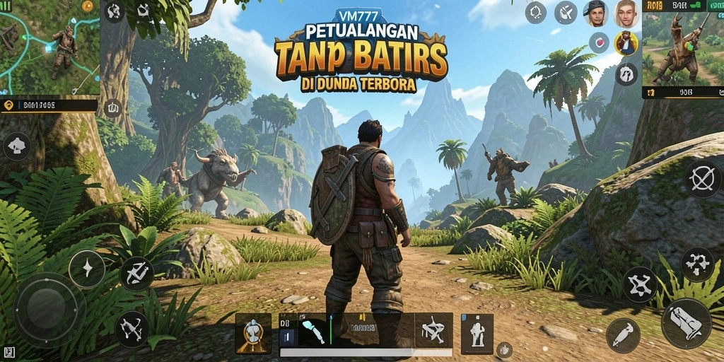 Tangkapan layar menampilkan gameplay epik dalam dunia terbuka VM777.